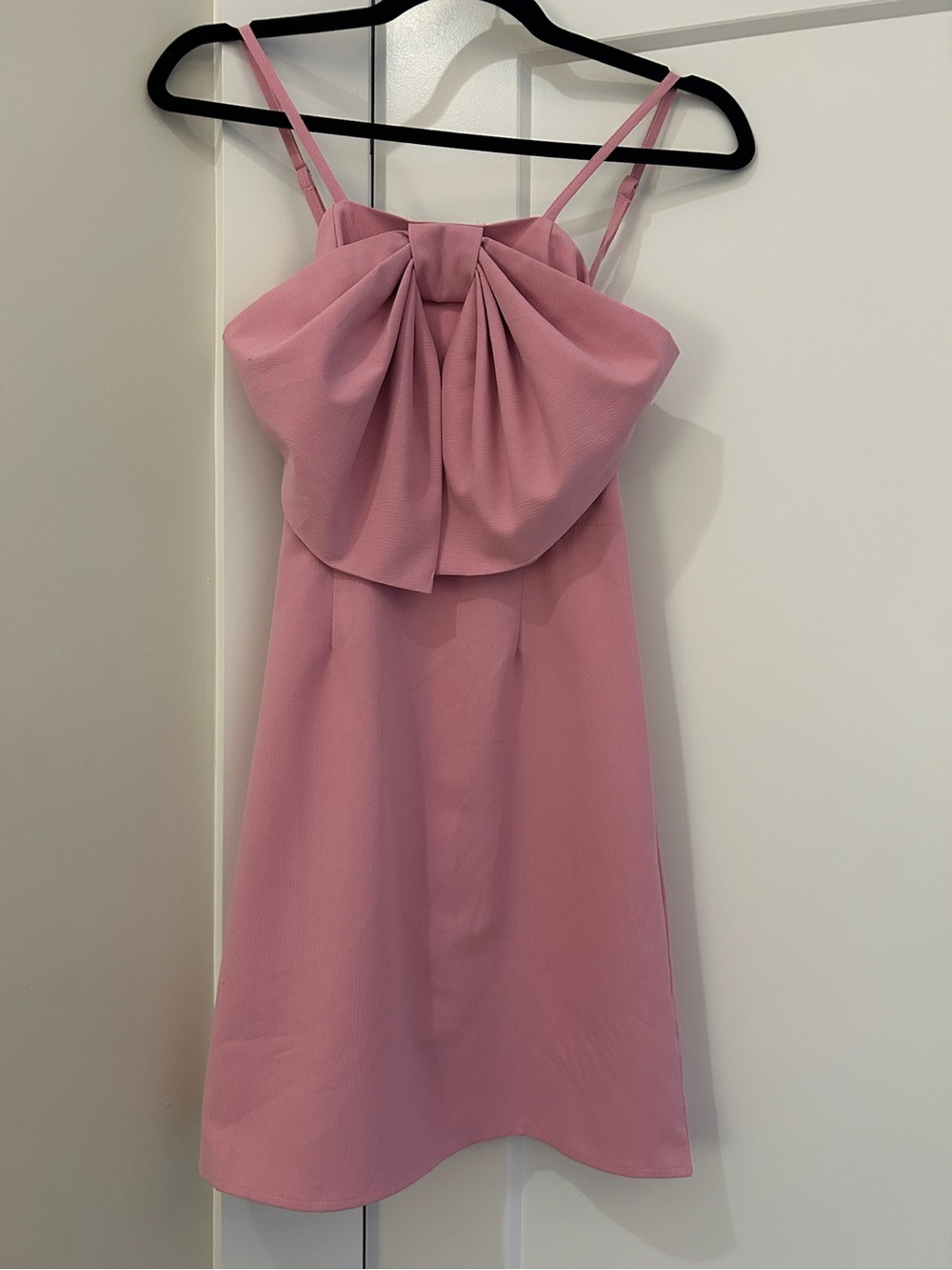 Pink Bow-Front Mini Dress with Spaghetti Straps
